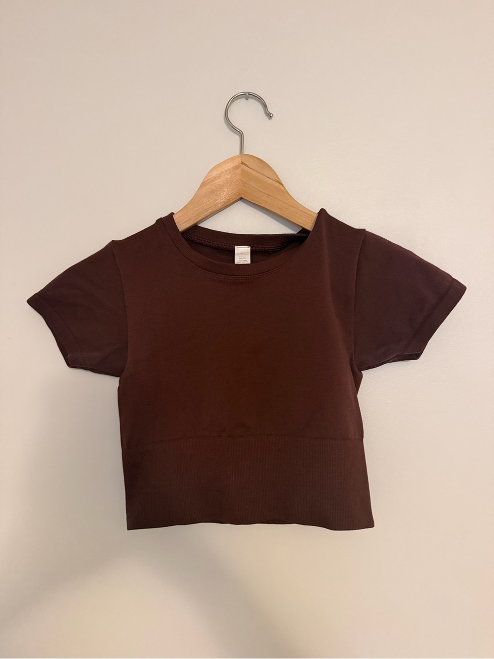 Aerie Brown Short Sleeve Crop Top